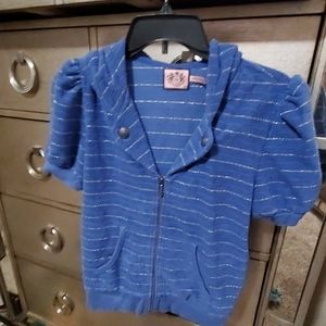 Juicy Couture terry short puff sleeve zipup hoodie